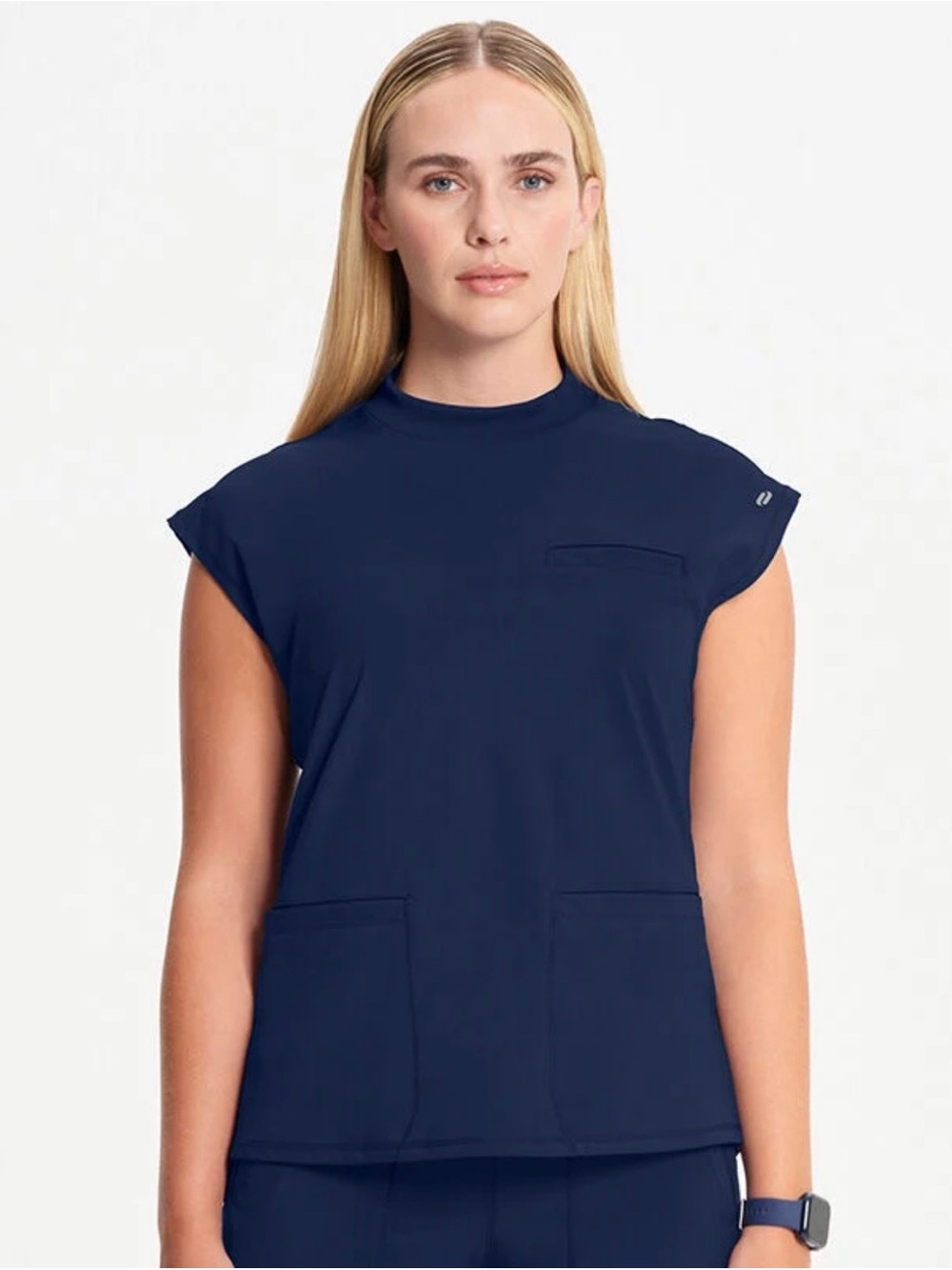 Infinity Mock Neck Scrub Top Navy Size Large